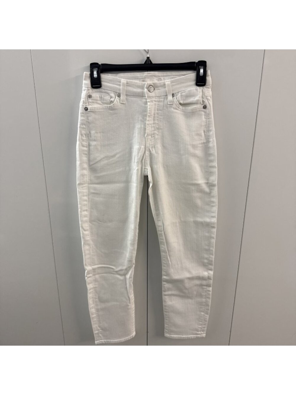 7‎ For All Mankind Jeans Women White 24 Kimmie Crop Mid-Rise Slim Denim Stretch